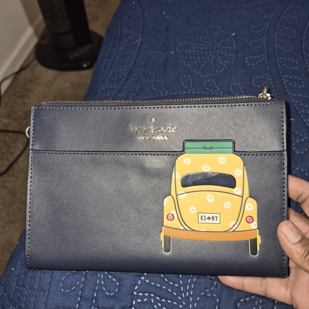 Kate Spade Navy and Yellow Clutch